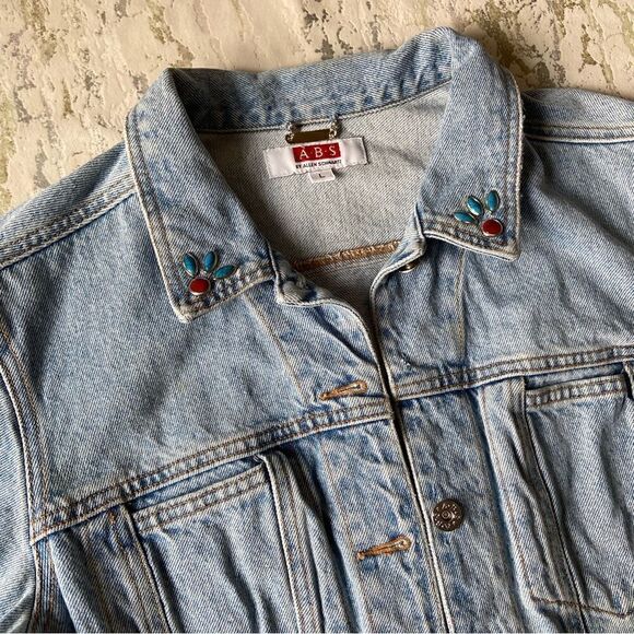 ABS Allen Schwartz Embellished Jean jacket Y2K 00s country western - Picture 7 of 10